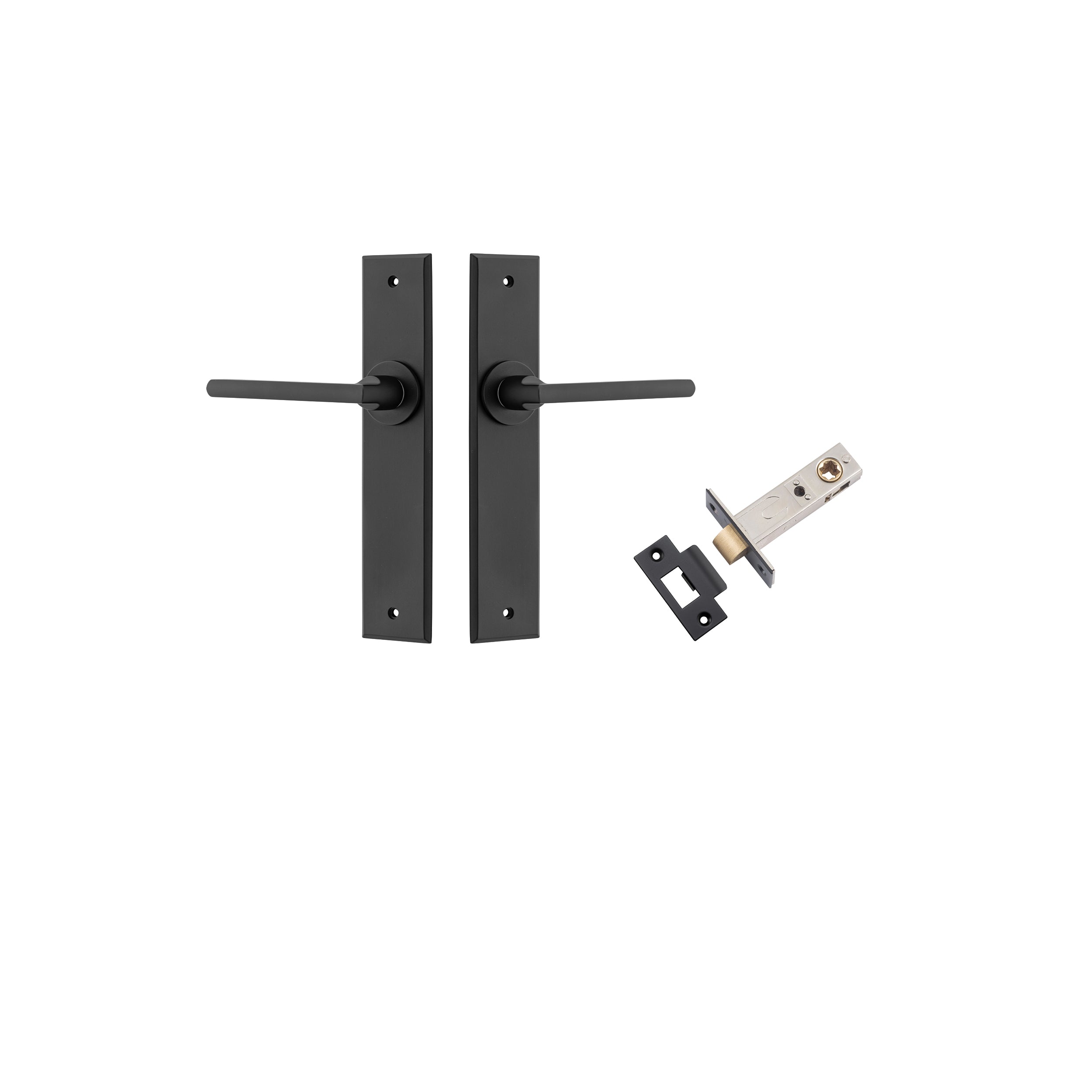Baltimore Lever - Chamfered Backplate Passage Kit Matt Black / Solid Brass