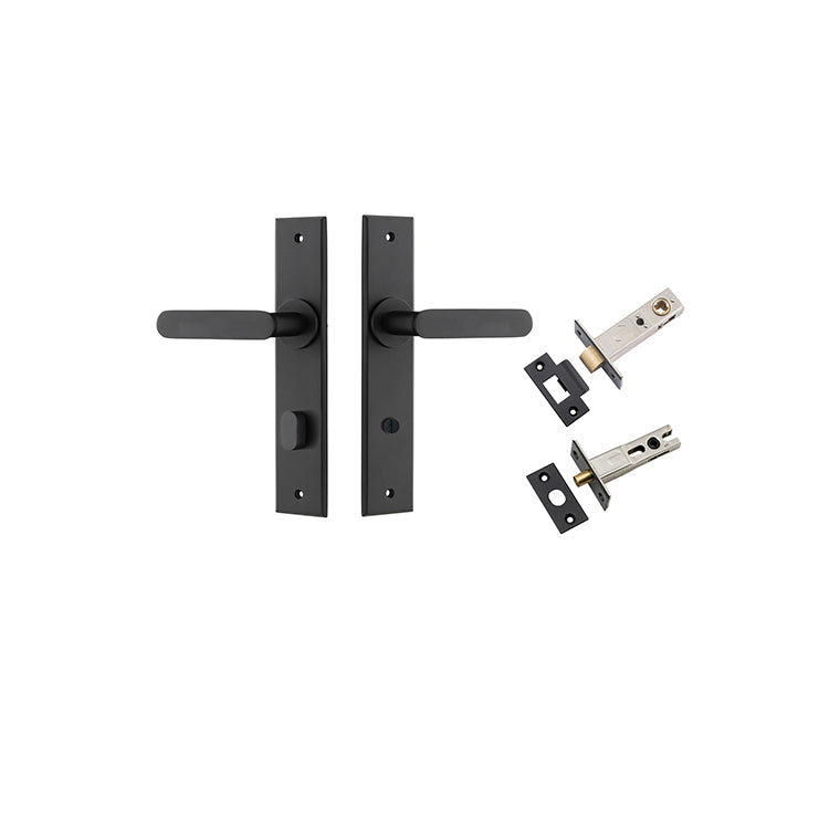 Bronte Lever - Chamfered Backplate Privacy Kit with Privacy Turn Matt Black / Solid Brass