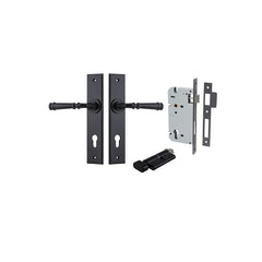 Verona Lever - Chamfered Backplate Entrance Kit with High Security Lock Matt Black / Solid Brass