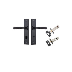 Verona Lever - Chamfered  Backplate Privacy Kit with Privacy Turn Matt Black / Solid Brass