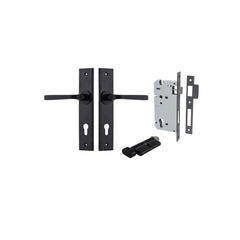 Annecy  Lever - Chamfered Backplate Entrance Kit with High Security Lock Matt Black / Solid Brass
