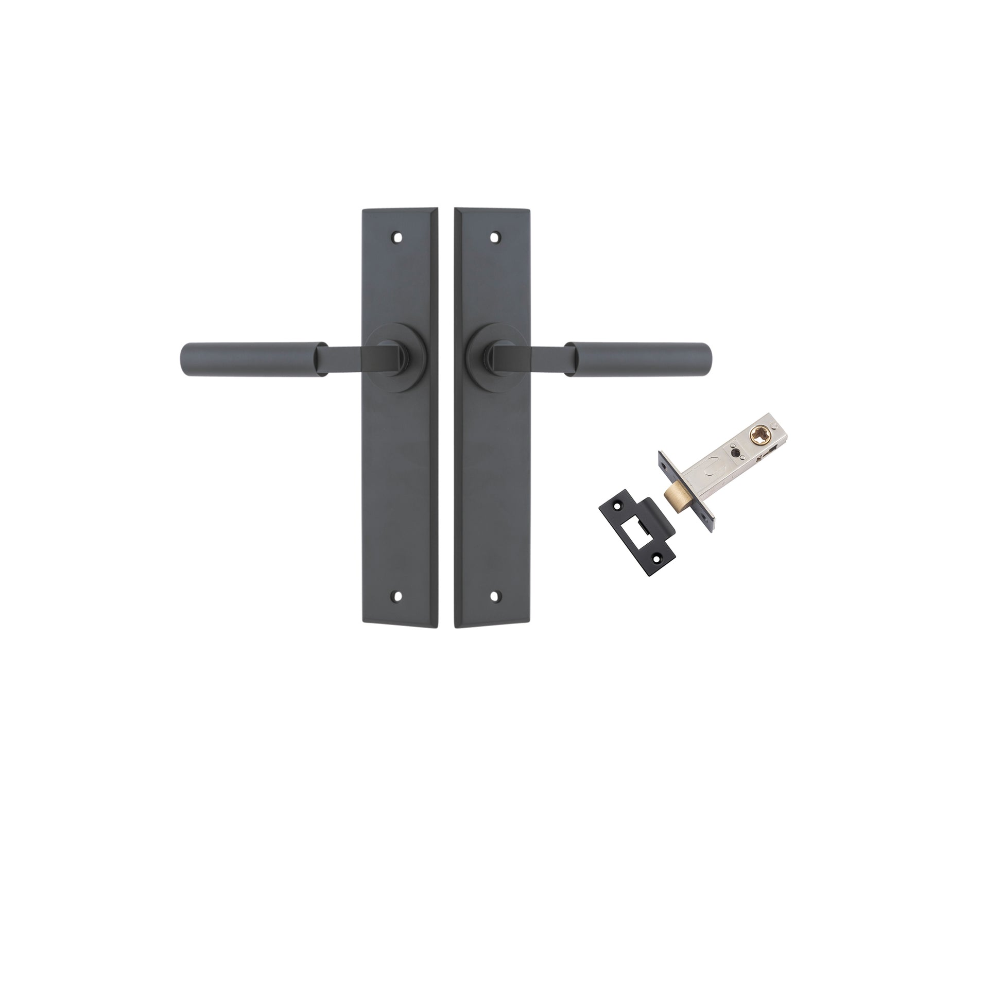 Berlin Lever - Chamfered Backplate Passage Kit Matt Black / Solid Brass