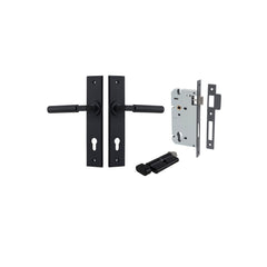 Brunswick Lever - Chamfered Backplate Entrance Kit with High Security Lock Matt Black / Solid Brass