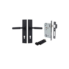 Brunswick Lever - Chamfered Backplate Entrance Kit with High Security Lock Matt Black / Solid Brass