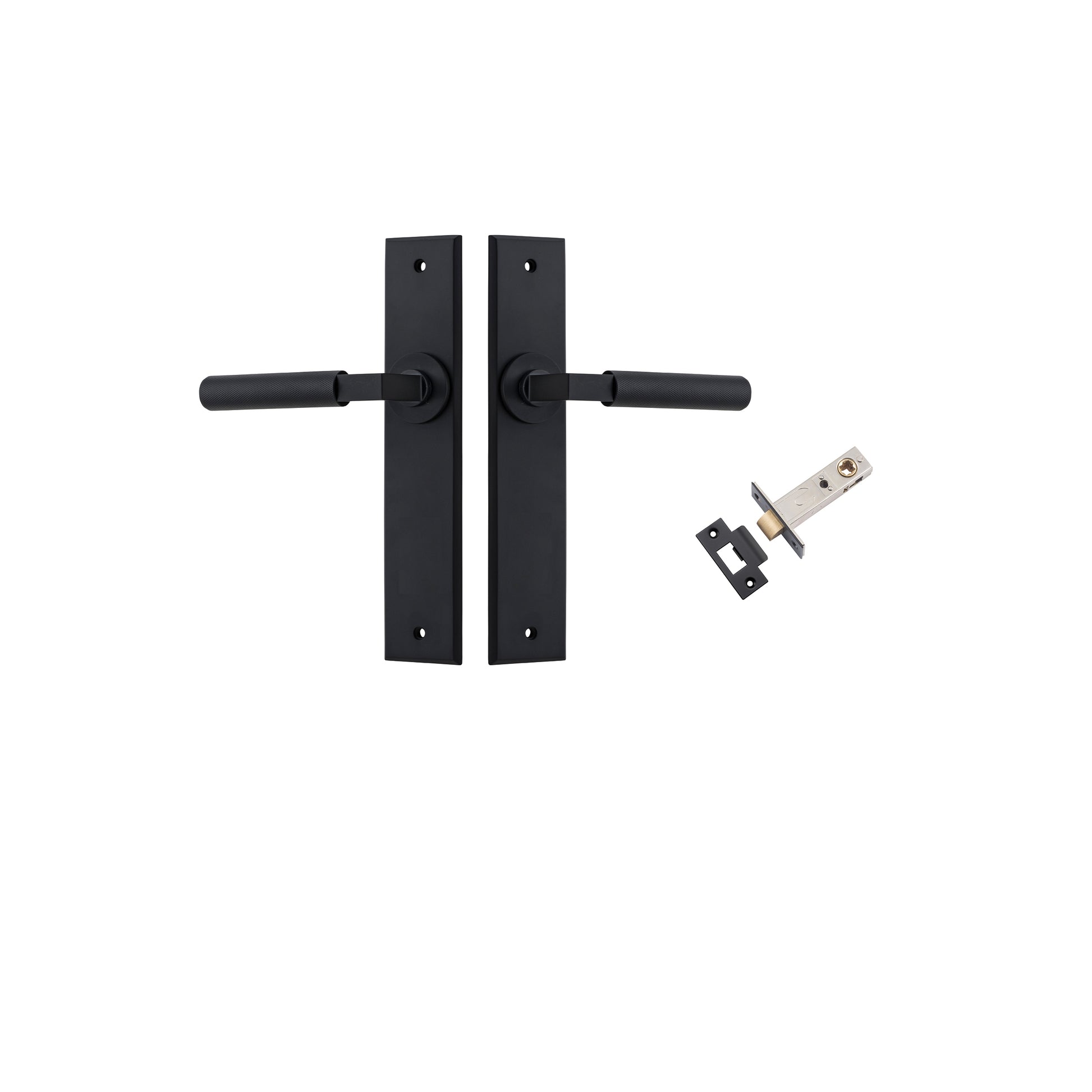 Brunswick Lever - Chamfered Backplate Passage Kit Matt Black / Solid Brass