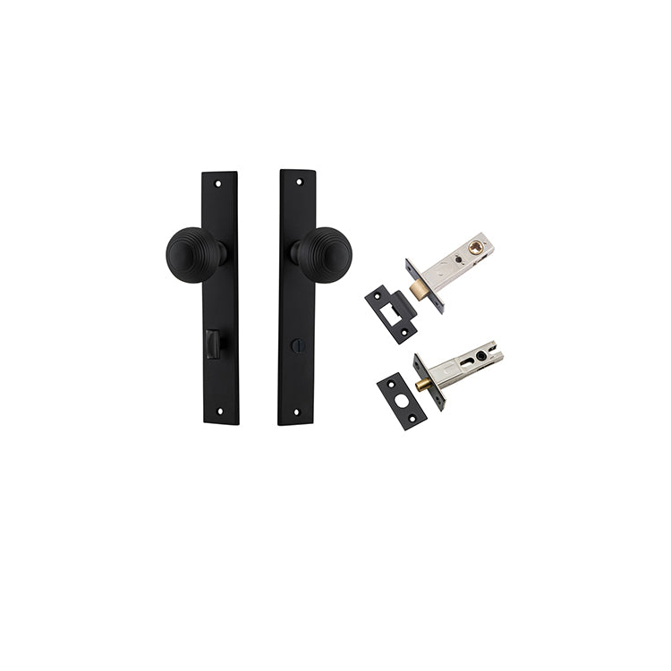 Guildford Knob - Rectangular Backplate Privacy Kit with Privacy Turn Matt Black / Solid Brass