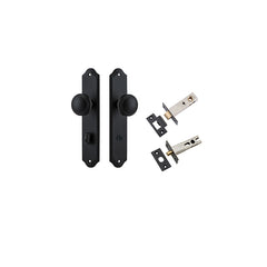 Paddington Knob - Shouldered Backplate Privacy Kit with Privacy Turn Matt Black / Solid Brass