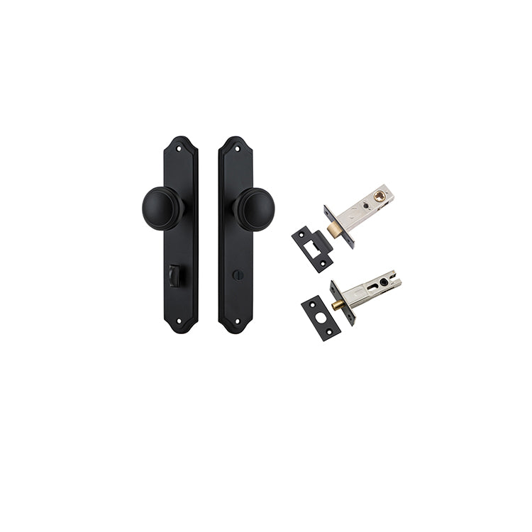 Paddington Knob - Shouldered Backplate Privacy Kit with Privacy Turn Matt Black / Solid Brass