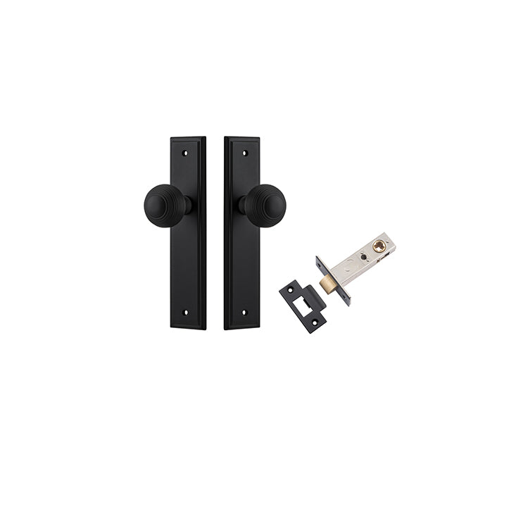 Guildford Knob - Stepped Backplate Passage Kit Matt Black / Solid Brass
