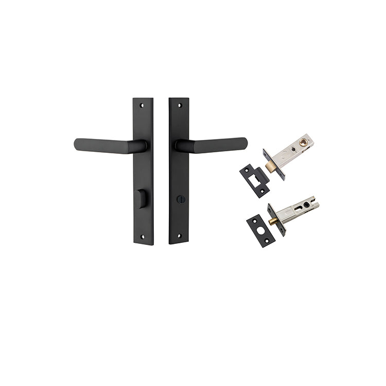 Osaka Lever - Rectangular Backplate Privacy Kit with Privacy Turn Matt Black / Solid Brass