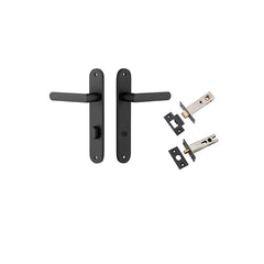 Osaka Lever - Oval Backplate Privacy Kit with Privacy Turn Matt Black / Solid Brass