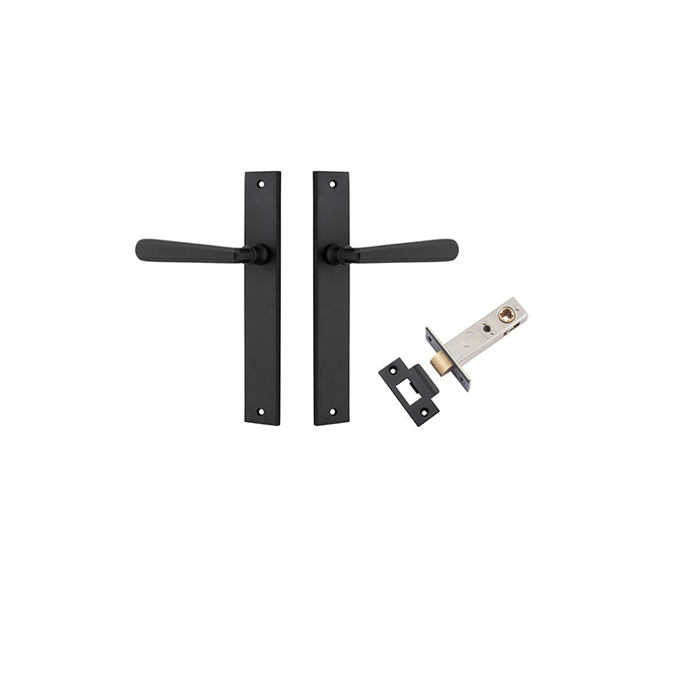 Copenhagen Lever - Rectangular Backplate Passage Kit Matt Black / Solid Brass