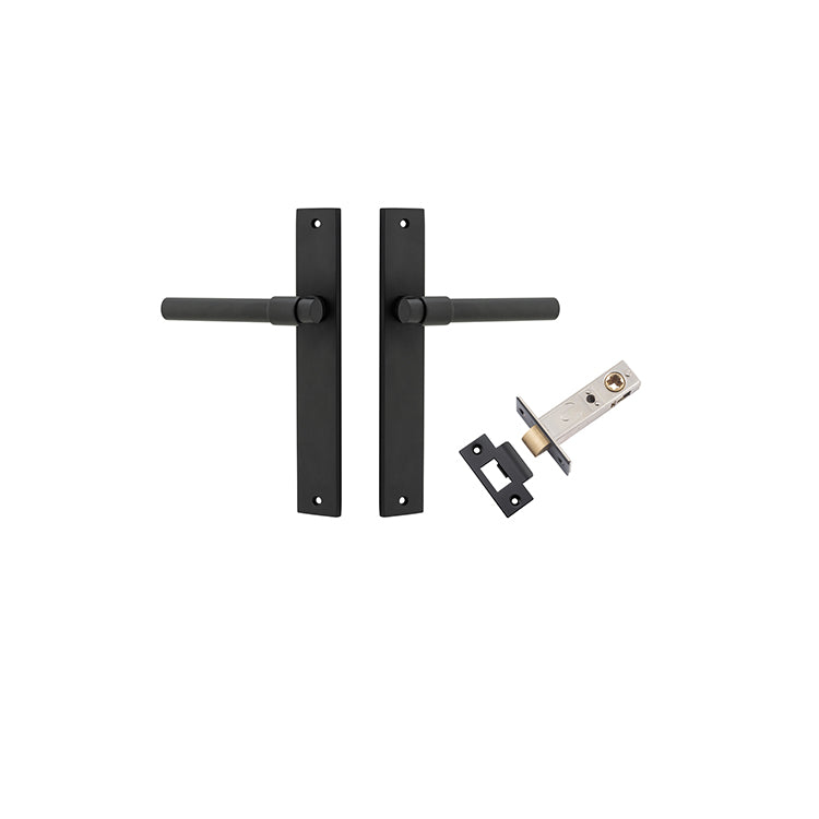 Helsinki Lever - Rectangular Backplate Passage Kit Matt Black / Solid Brass