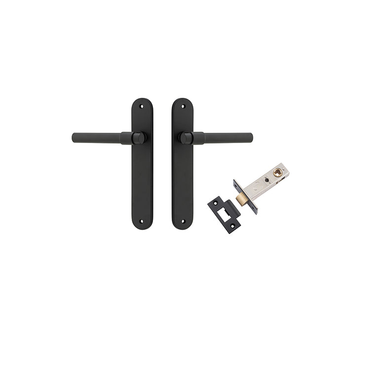 Helsinki Lever - Oval Backplate Passage Kit Matt Black / Solid Brass