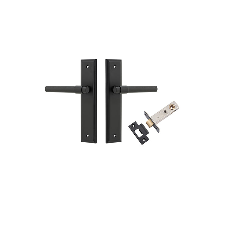 Helsinki Lever - Stepped Backplate Passage Kit Matt Black / Solid Brass