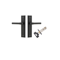 Helsinki Lever - Stepped Backplate Passage Kit Matt Black / Solid Brass