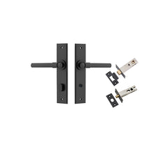 Helsinki Lever - Chamfered Backplate Privacy Kit with Privacy Turn Matt Black / Solid Brass