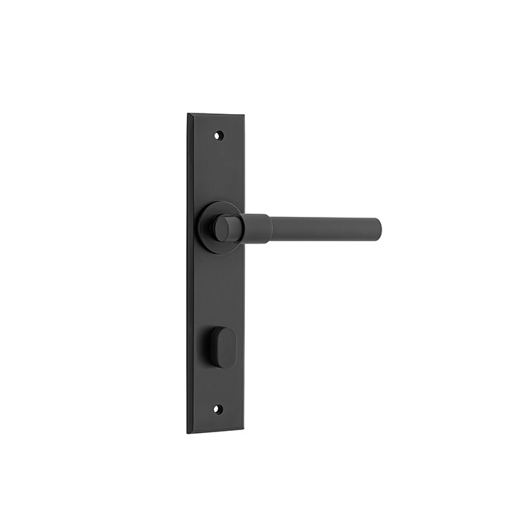 Helsinki Lever - Chamfered Backplate Matt Black / Solid Brass