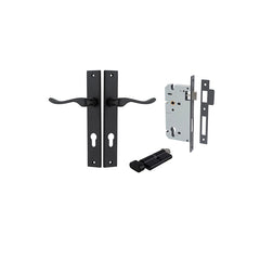 Stirling Lever - Rectangular Backplate Entrance Kit with High Security Lock Matt Black / Solid Brass