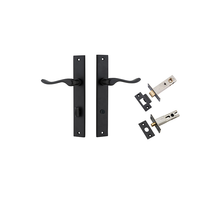 Stirling Lever - Rectangular Backplate Privacy Kit with Privacy Turn Matt Black / Solid Brass