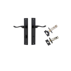 Stirling Lever - Rectangular Backplate Privacy Kit with Privacy Turn Matt Black / Solid Brass