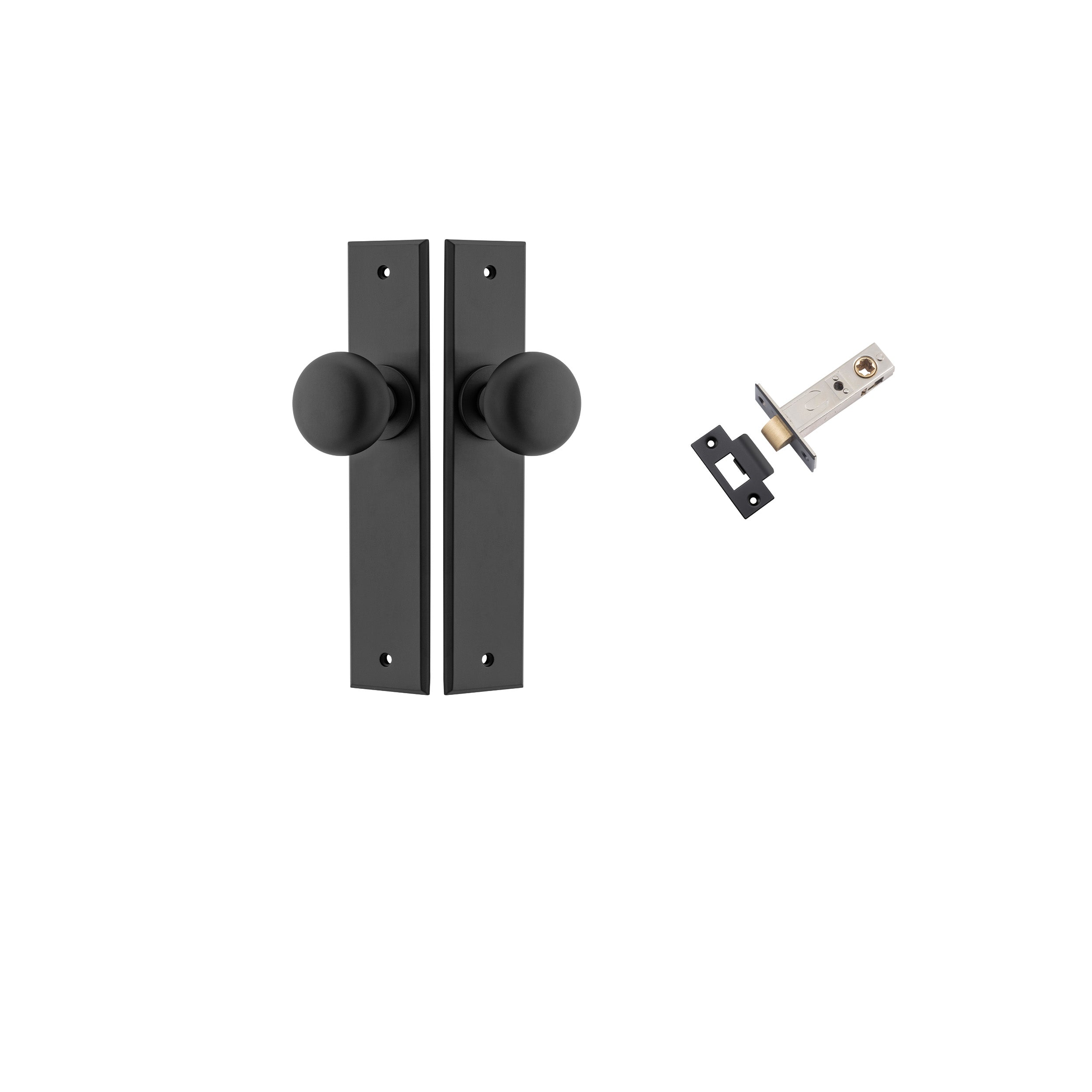 Cambridge  Knob - Chamfered Backplate Passage Kit Matt Black / Solid Brass