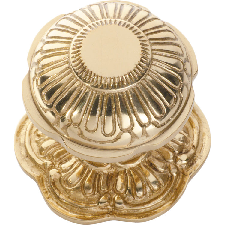 Ornate Centre Door Knob Polished Brass