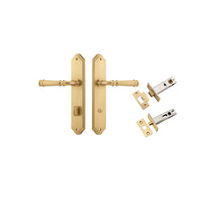 Verona Lever - Shouldered Backplate Privacy Kit with Privacy Turn Satin Brass / Solid Brass
