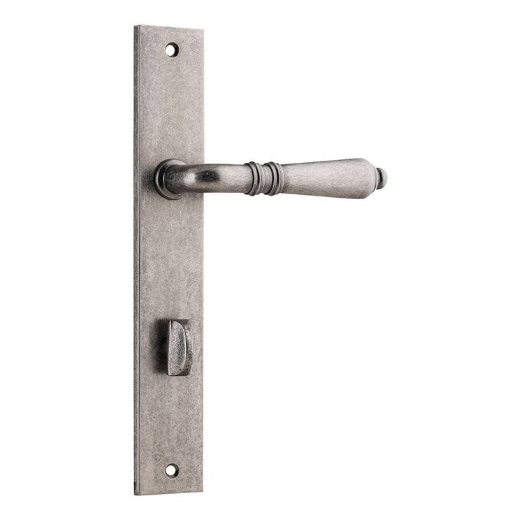 Sarlat Lever - Rectangular Backplate Rumbled Nickel / Solid Brass