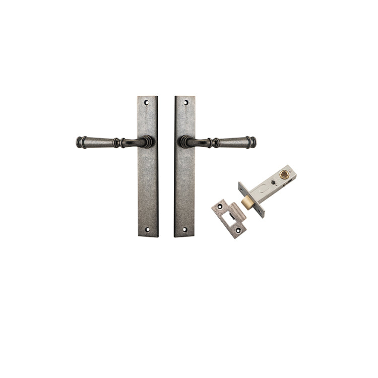 Verona Lever - Rectangular Backplate Passage Kit Rumbled Nickel / Solid Brass