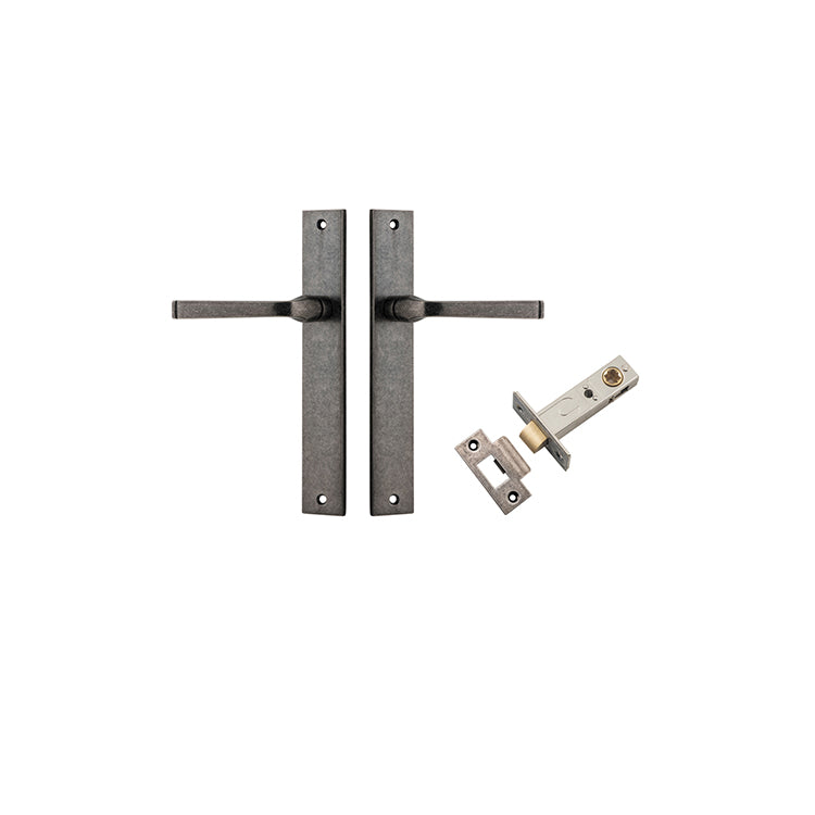 Annecy Lever - Rectangular Backplate Passage Kit Rumbled Nickel / Solid Brass