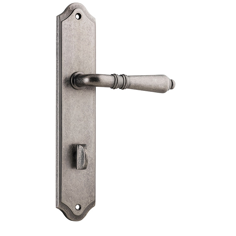 Sarlat Lever - Shouldered Backplate Rumbled Nickel / Solid Brass