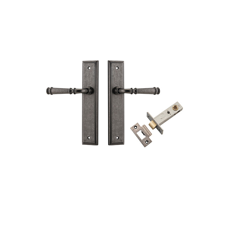 Verona Lever - Stepped Backplate Passage Kit Rumbled Nickel / Solid Brass