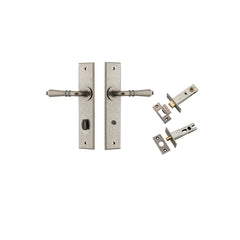 Sarlat Lever - Chamfered Backplate Privacy Kit with Privacy Turn Rumbled Nickel / Solid Brass