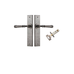 Verona Lever - Chamfered  Backplate Passage Kit Rumbled Nickel / Solid Brass