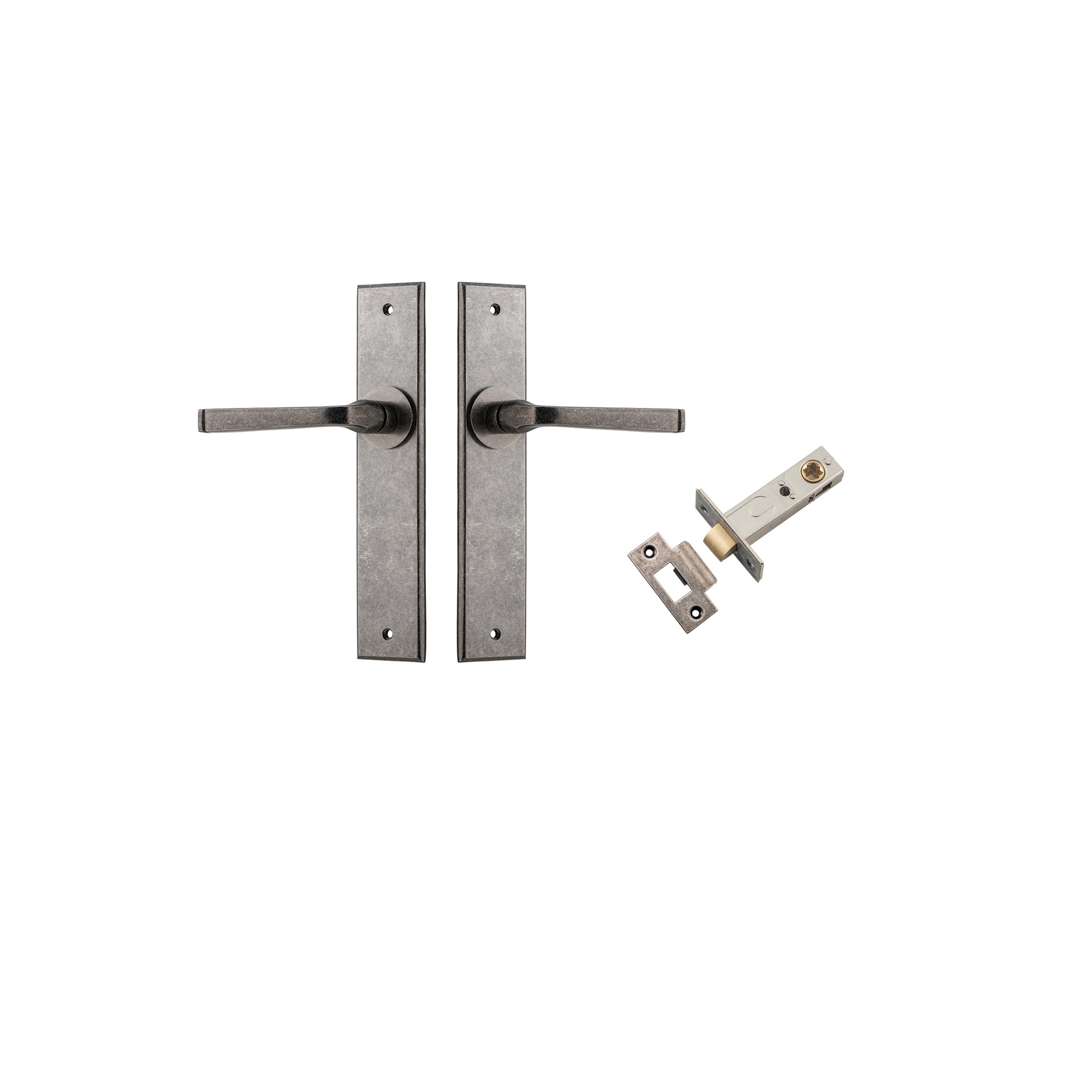 Annecy Lever - Chamfered Backplate Passage Kit Rumbled Nickel / Solid Brass