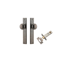 Cambridge Knob - Rectangular Backplate Passage Kit Rumbled Nickel / Solid Brass