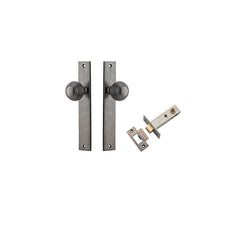 Guildford Knob - Rectangular Backplate Passage Kit Rumbled Nickel / Solid Brass