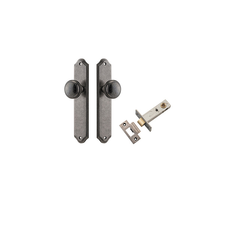 Paddington Knob - Shouldered Backplate Passage Kit Rumbled Nickel / Solid Brass