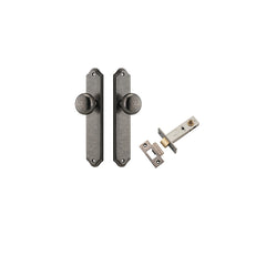Cambridge Knob - Shouldered Backplate Passage Kit Rumbled Nickel / Solid Brass
