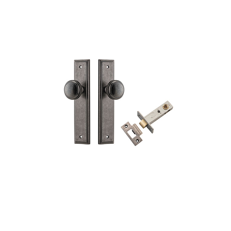 Paddington Knob - Stepped Backplate Passage Kit Rumbled Nickel / Solid Brass