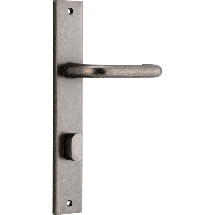 Oslo Lever - Rectangular Backplate Rumbled Nickel / Solid Brass