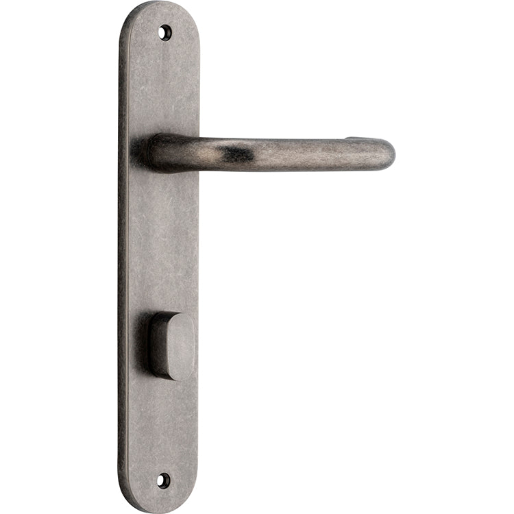 Oslo Lever - Oval Backplate Rumbled Nickel / Solid Brass