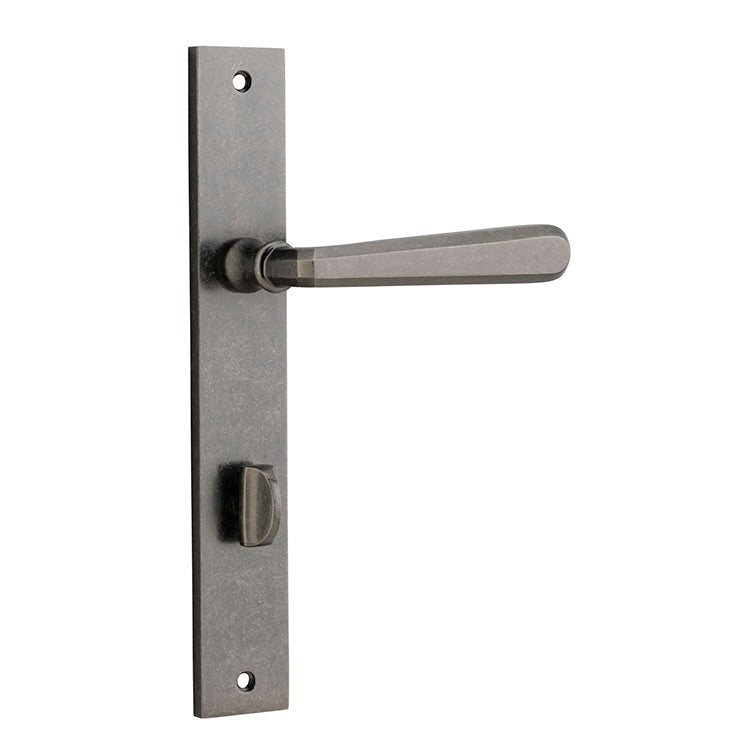 Copenhagen Lever - Rectangular Backplate Rumbled Nickel / Solid Brass