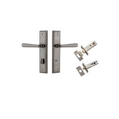 Copenhagen Lever - Steppedd Backplate Privacy Kit with Privacy Turn Rumbled Nickel / Solid Brass