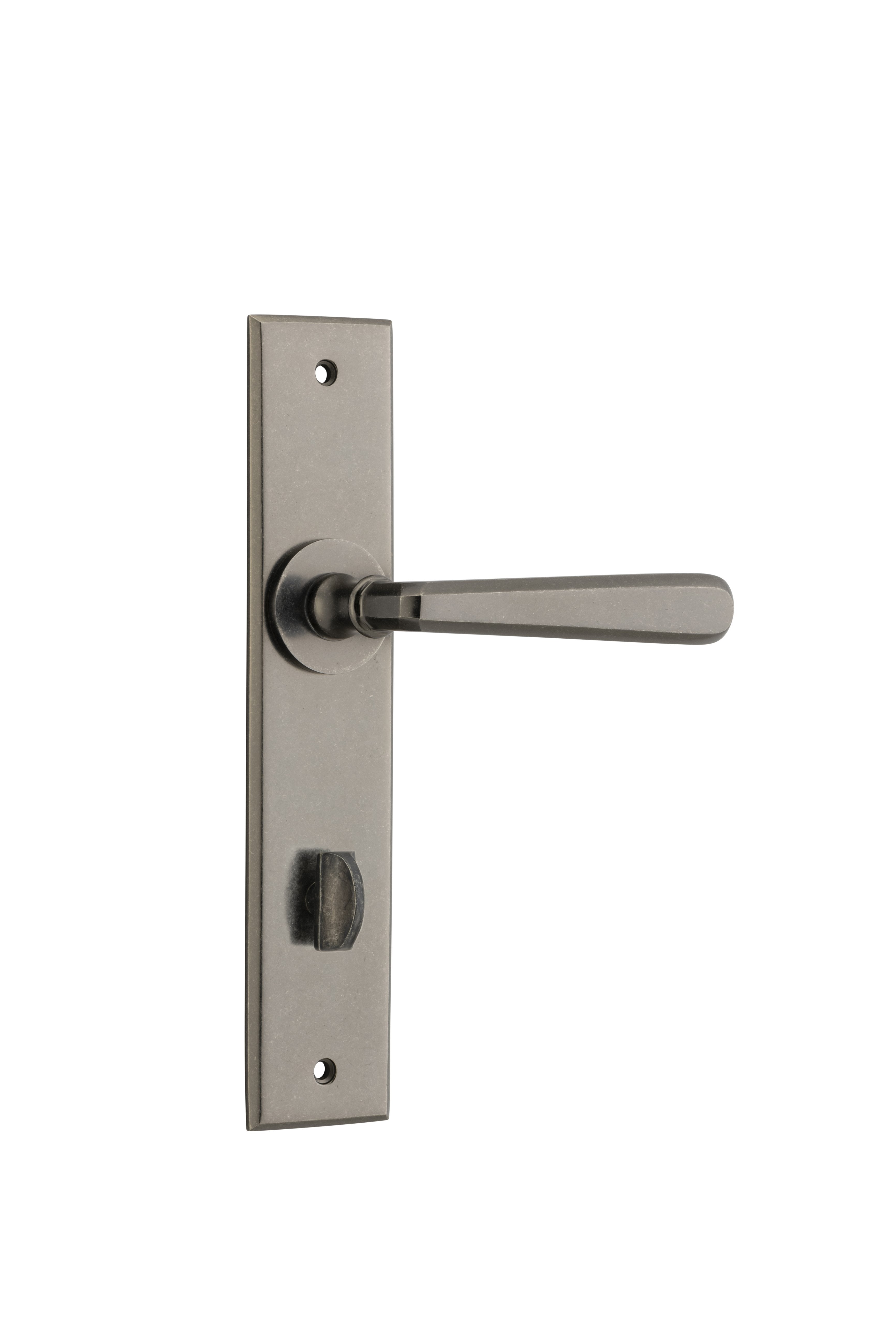 Copenhagen Lever - Chamfered Backplate Rumbled Nickel / Solid Brass