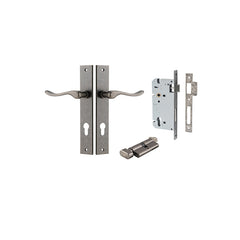 Stirling Lever - Rectangular Backplate Entrance Kit with High Security Lock Rumbled Nickel / Solid Brass