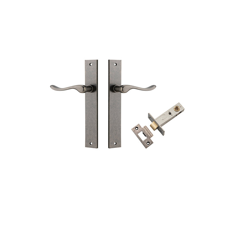 Stirling Lever - Rectangular Backplate Passage Kit Rumbled Nickel / Solid Brass