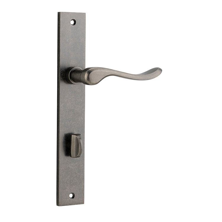 Stirling Lever - Rectangular Backplate Rumbled Nickel / Solid Brass