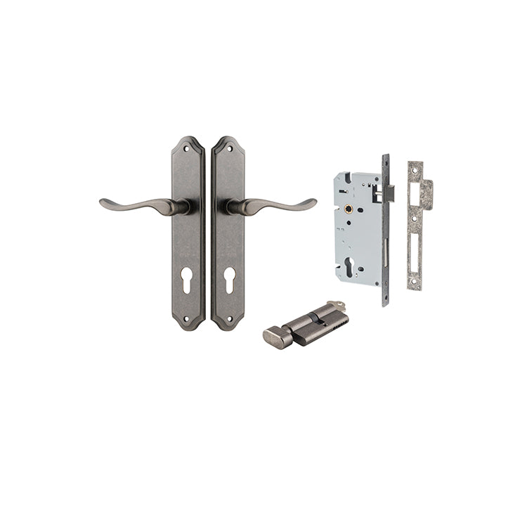 Stirling Lever - Shouldered Backplate Entrance Kit with High Security Lock Rumbled Nickel / Solid Brass